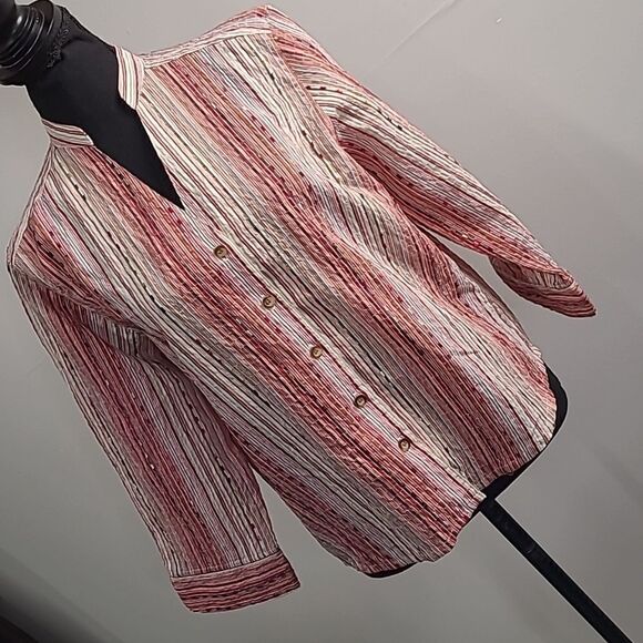 Alfred dunner 8 P striped button front shirt - Picture 1 of 8